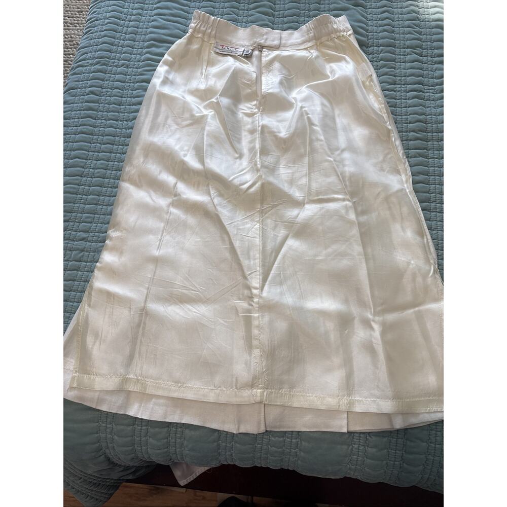 Talbots 10P Cream Vintage Pleated Skirt Tea Length EUC Businesswoman, Formal - Picture 11 of 15